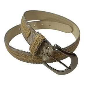 Vintage ELITE BELT SILVER/TAN Sz Medium